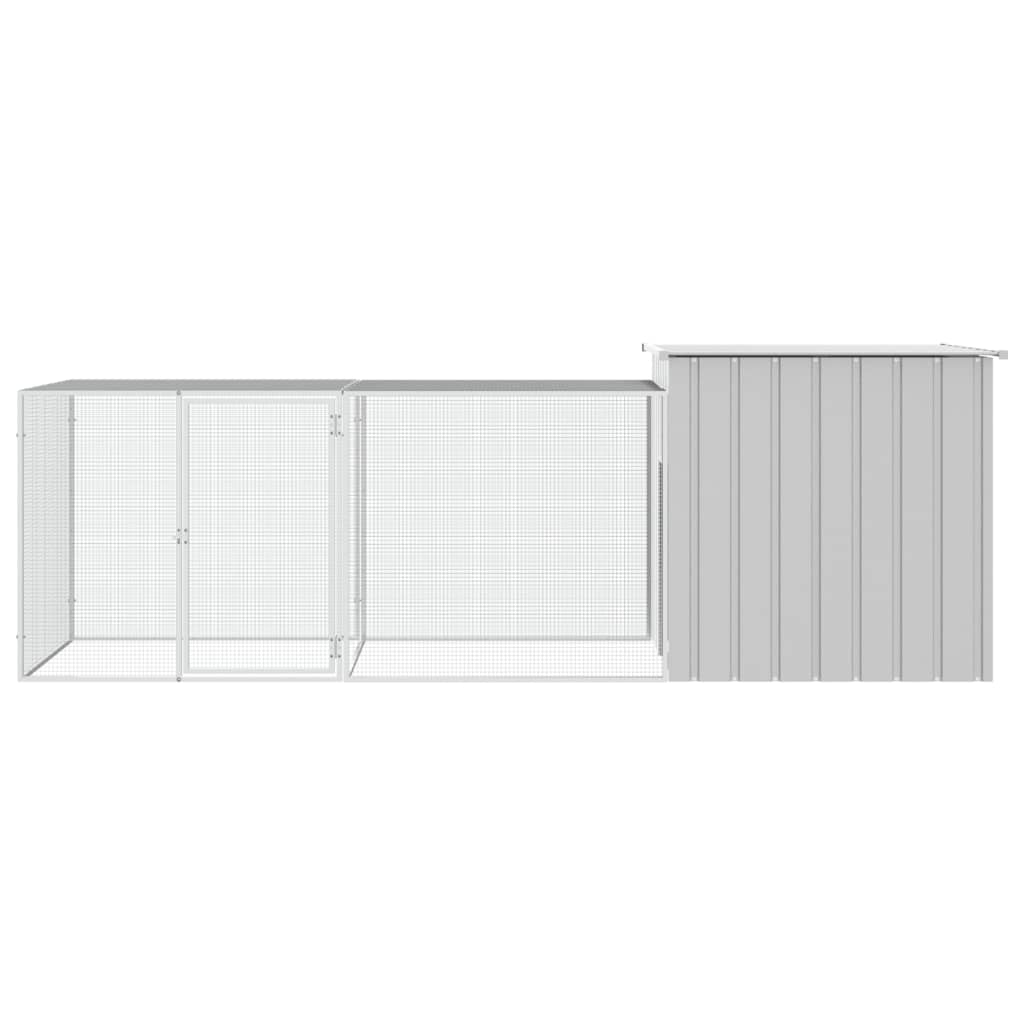 Vidaxl Chicken Coop 300x91x100 cm Gray en acier galvanisé