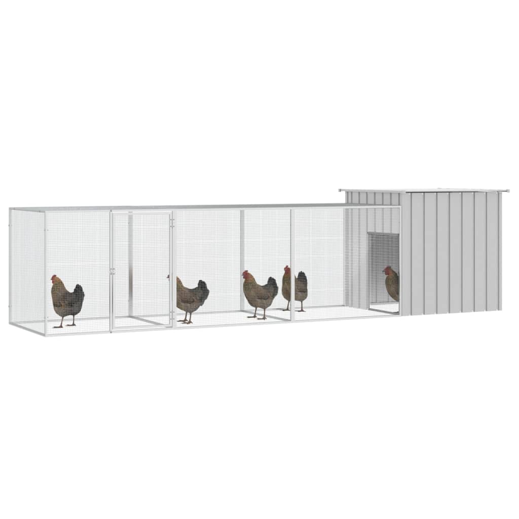 Vidaxl Chicken Coop 400x91x100 cm Gray en acier galvanisé