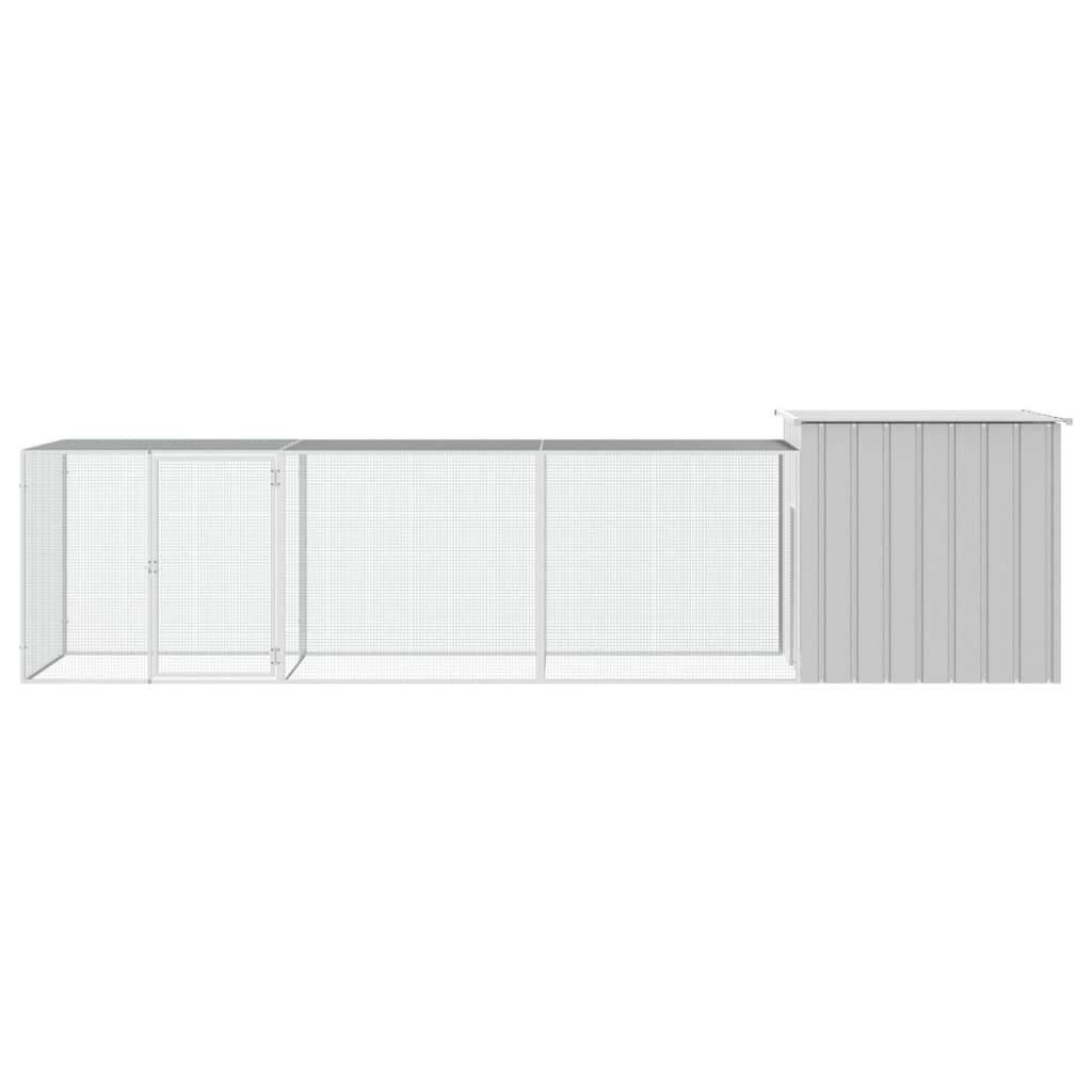 Vidaxl Chicken Coop 400x91x100 cm Gray en acier galvanisé