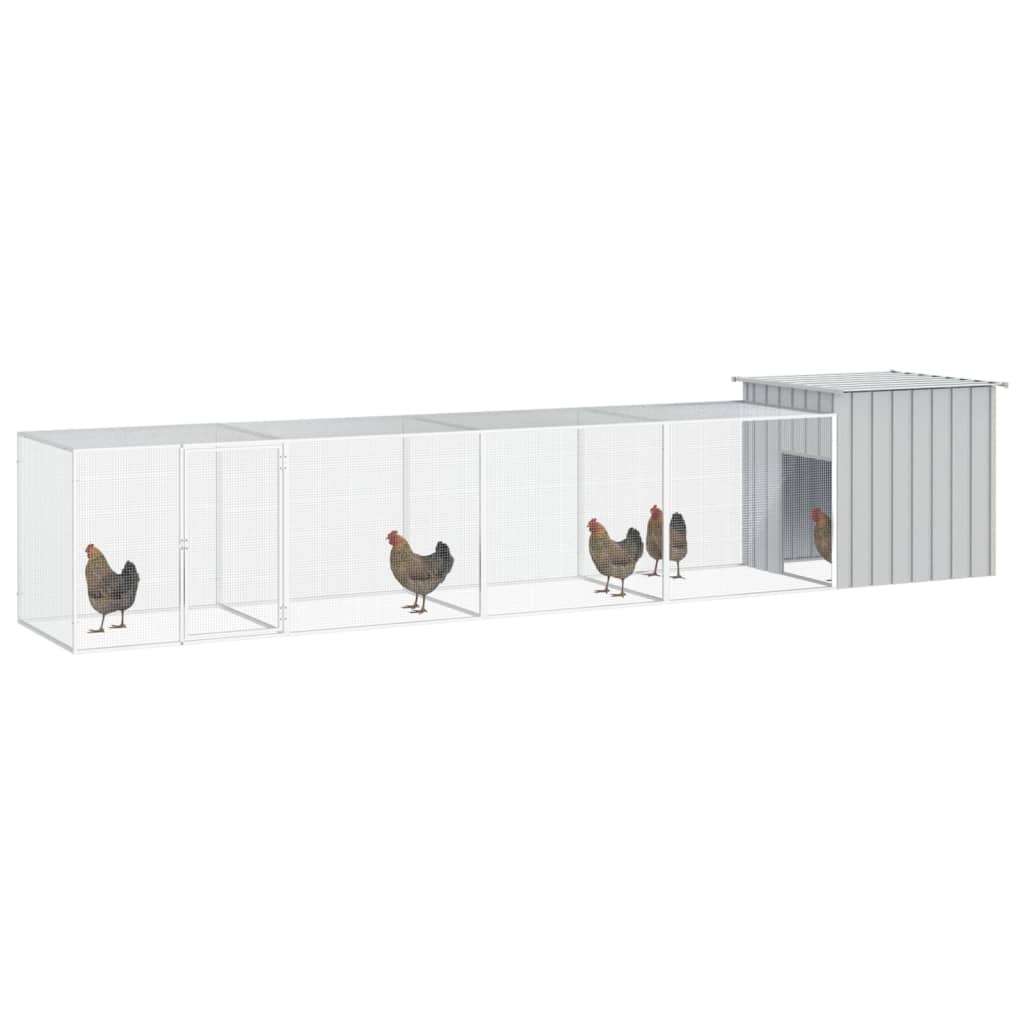 Vidaxl Chicken Coop 500x91x100 cm Gray en acier galvanisé