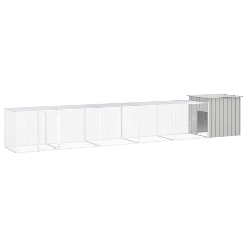 Vidaxl Chicken Coop 600x91x100 cm Gray en acier galvanisé