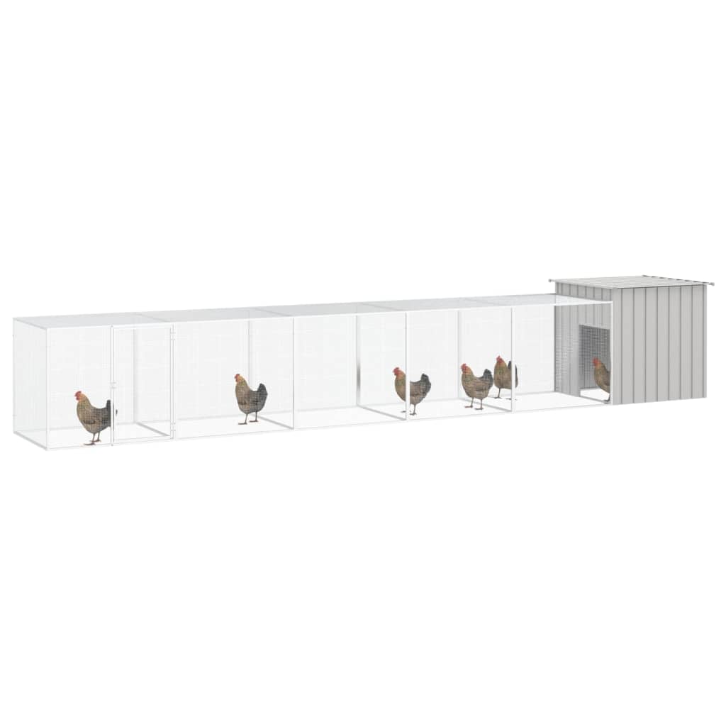 Vidaxl Chicken Coop 600x91x100 cm Gray en acier galvanisé