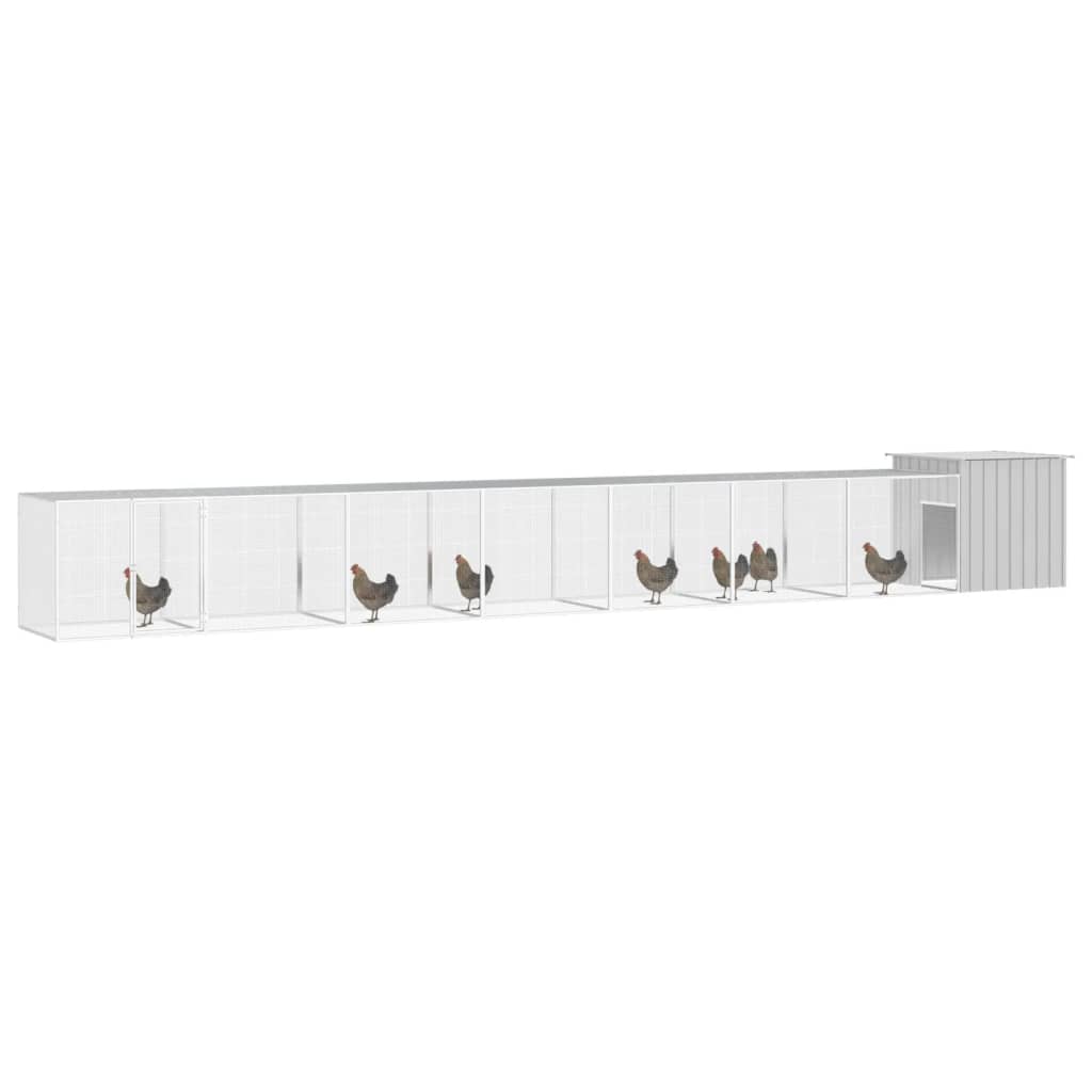 Vidaxl Chicken Coop 700x91x100 cm Gray en acier galvanisé