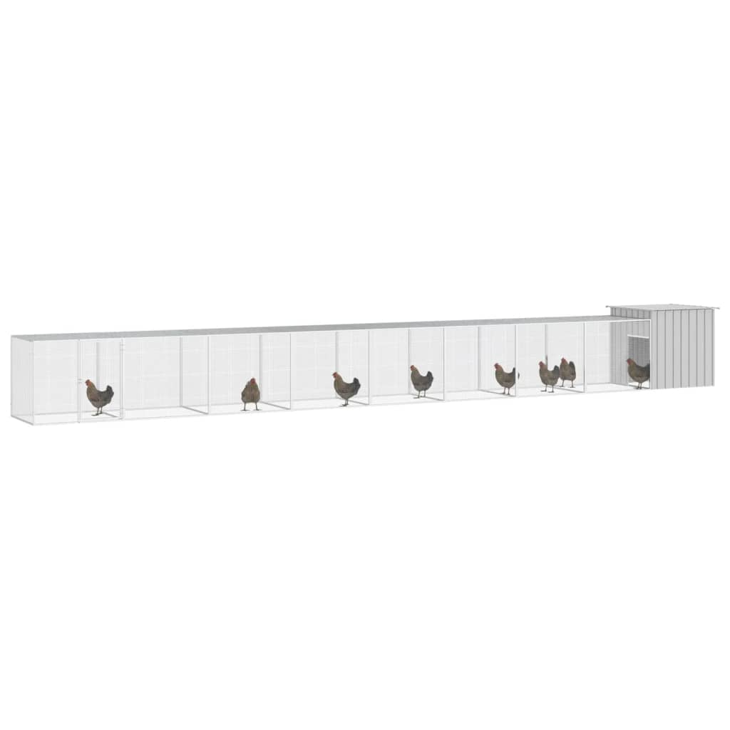Vidaxl Chicken Coop 900x91x100 cm Gray en acier galvanisé
