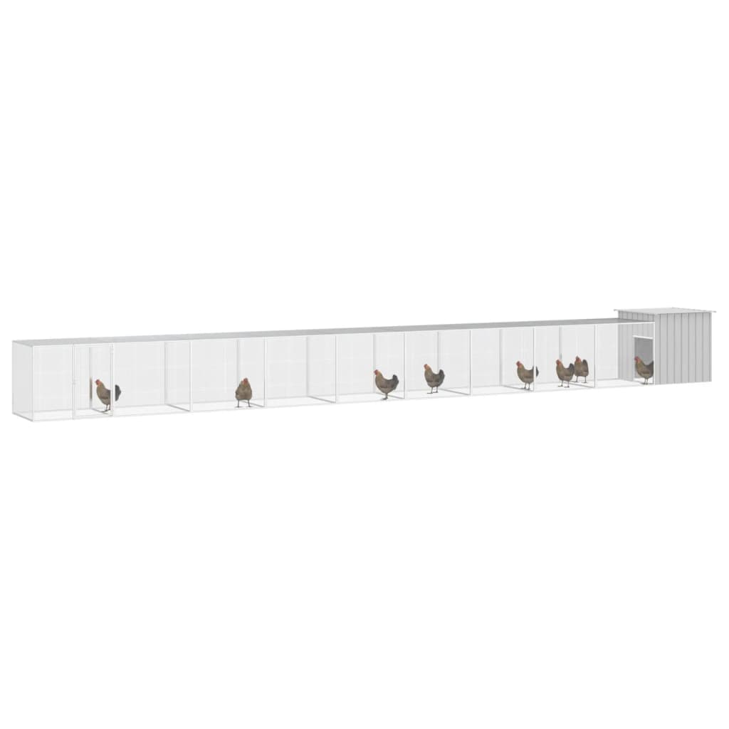 Vidaxl Chicken Coop 1000x91x100 cm Gray en acier galvanisé