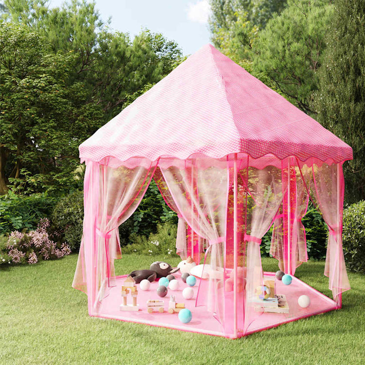 Vidaxl Princess Play Tent avec 250 balles 133x140 cm rose