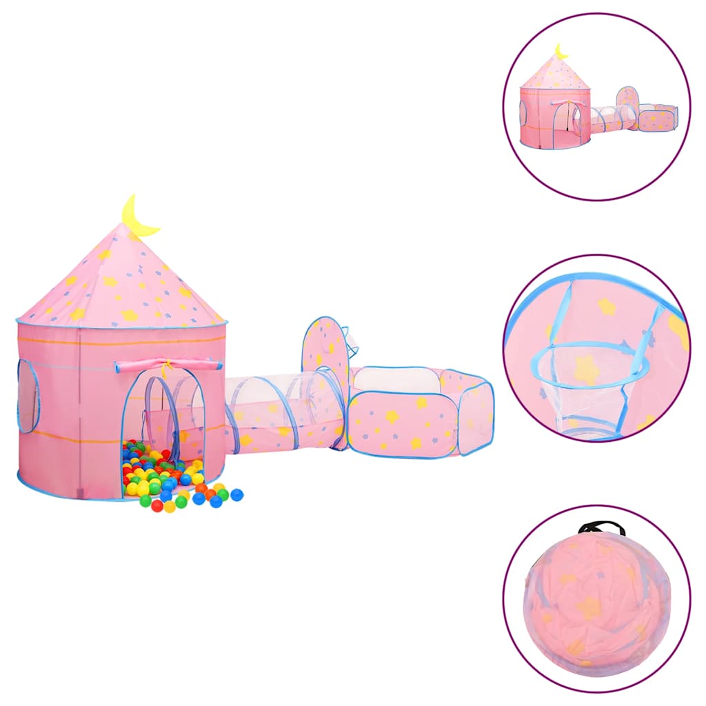 Vidaxl Children's Play Tent avec 250 balles 301x120x128 cm rose