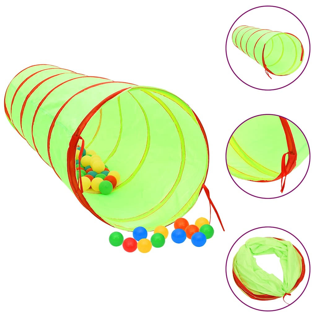 Tunnel de jeu pour enfants Vidaxl avec 250 balles à 175 cm Green en polyester