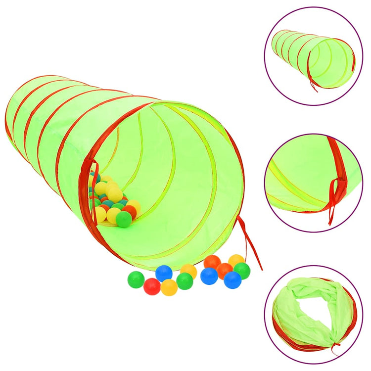 Tunnel de jeu pour enfants Vidaxl avec 250 balles à 175 cm Green en polyester