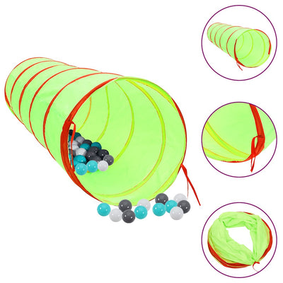 Tunnel de jeu pour enfants Vidaxl avec 250 balles à 175 cm Green en polyester