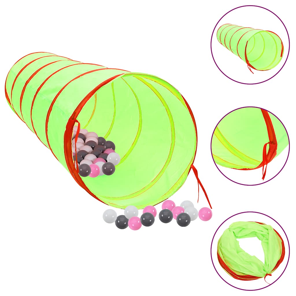 Tunnel de jeu pour enfants Vidaxl avec 250 balles à 175 cm Green en polyester