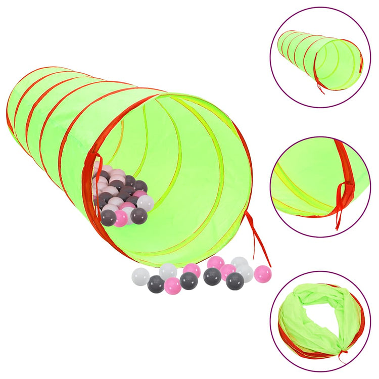 Tunnel de jeu pour enfants Vidaxl avec 250 balles à 175 cm Green en polyester