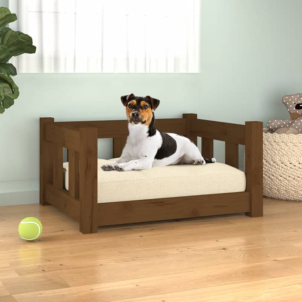 Vidaxl Dog Basket 55.5x45.5x28 cm Pine solide Honey Brown