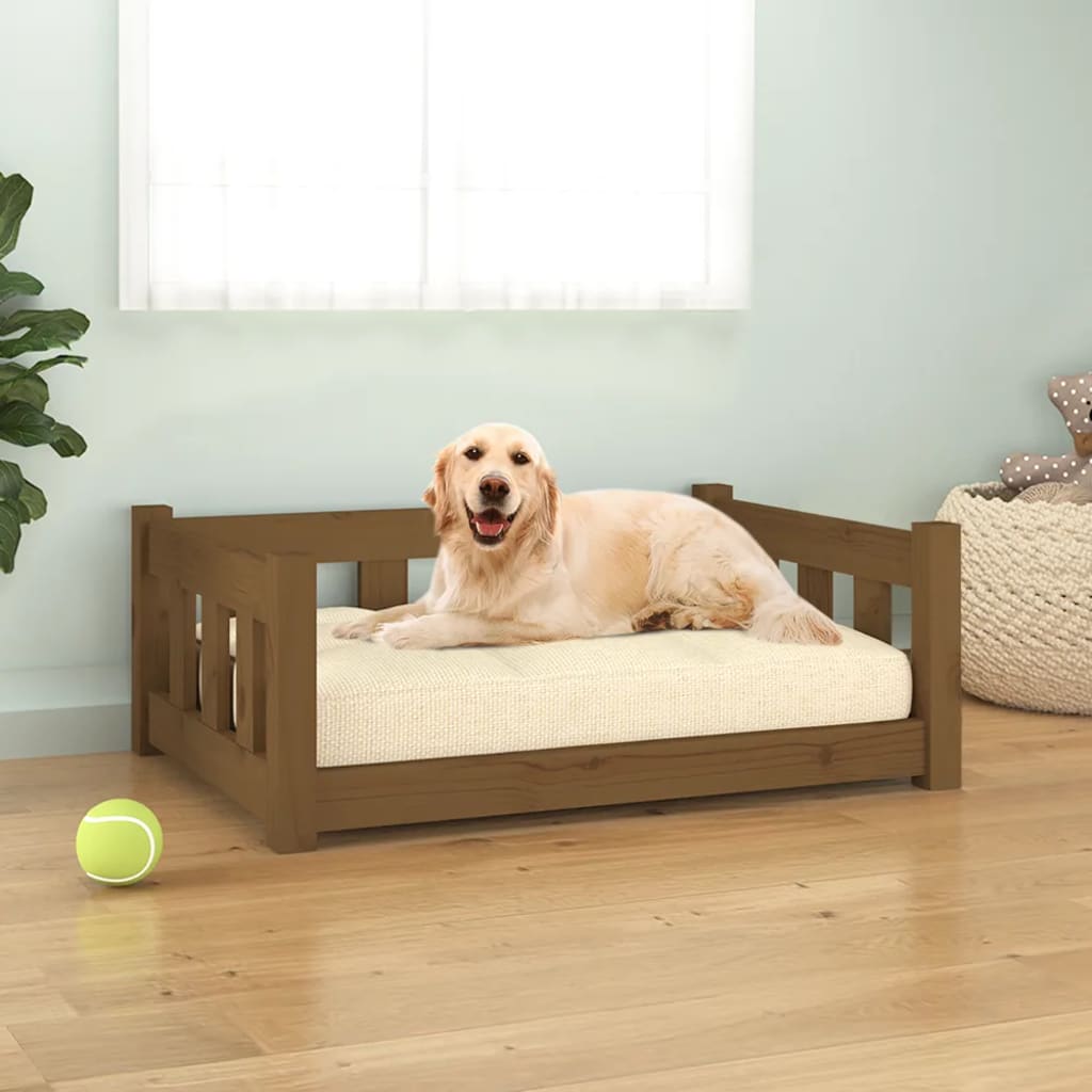 Vidaxl Dog Basket 75.5x55.5x28 cm Pine solide Honey Brown