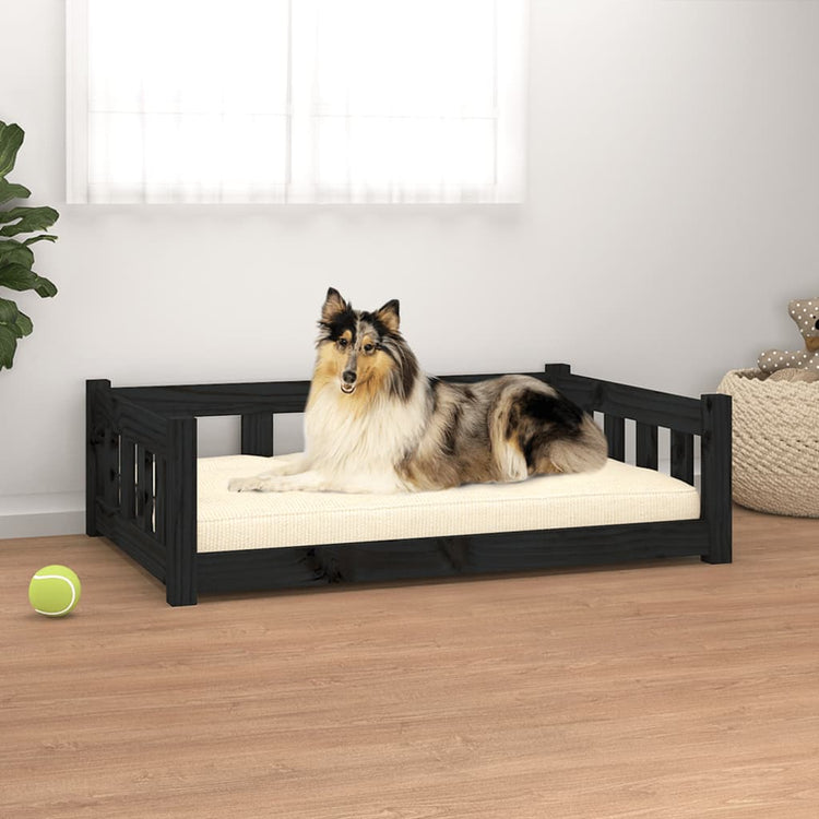 Vidaxl Dog Basket 95.5x65.5x28 cm Pine solide noire