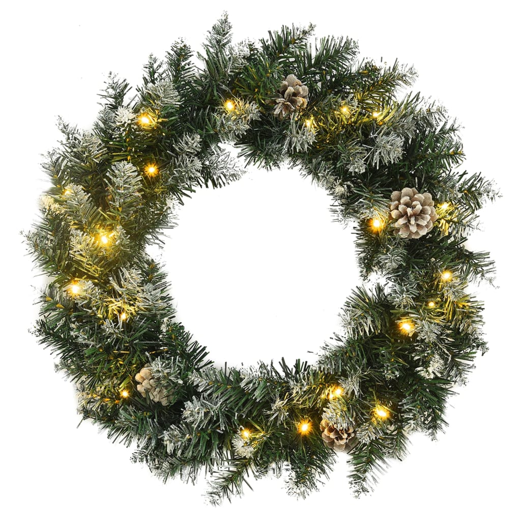Vidaxl Couronne de Noël avec lumières LED 60 cm PVC vert