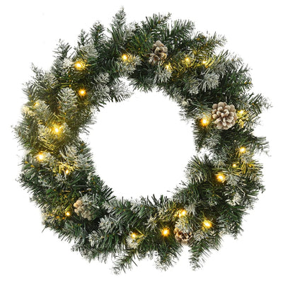 Vidaxl Couronne de Noël avec lumières LED 60 cm PVC vert