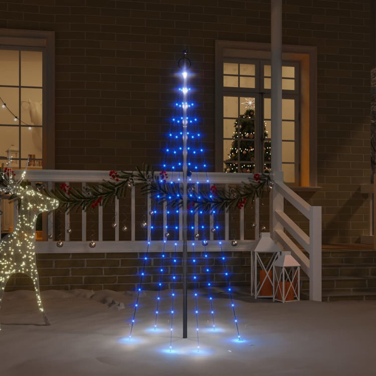 Vidaxl Flagpole Trele de Noël 108 LEDS bleu 180 cm