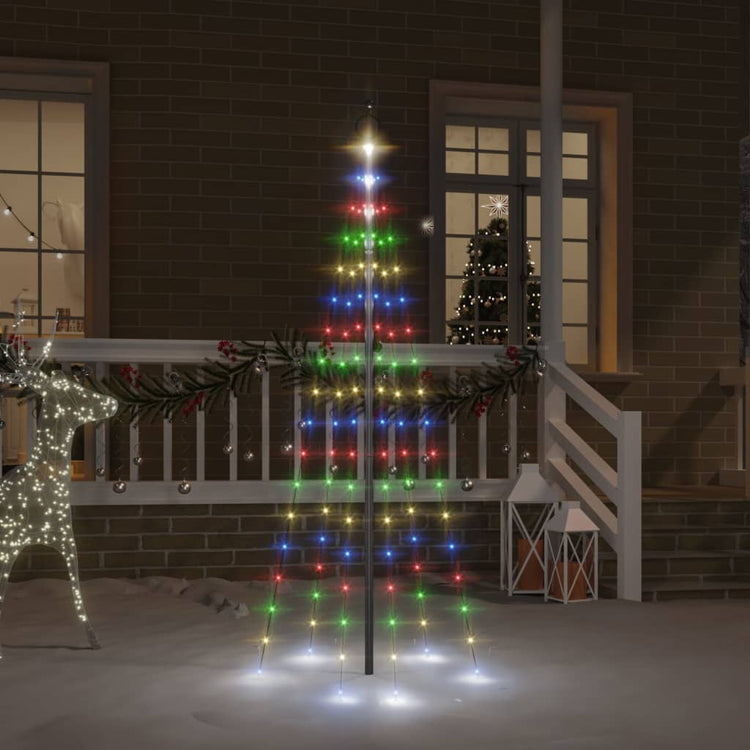 Vidaxl Flagpole Trele de Noël 108 LEDS Multicolored 180 cm