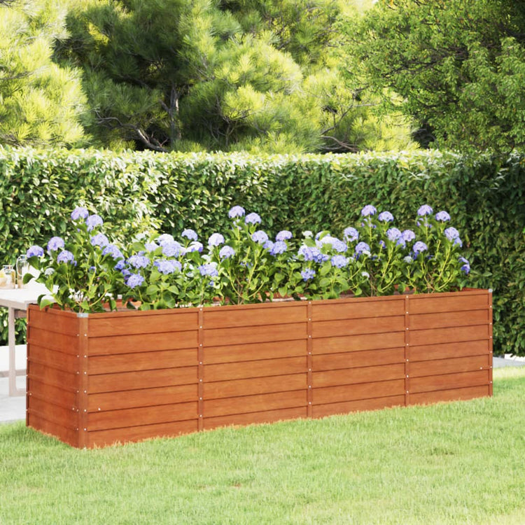Vidaxl Planter a augmenté de 320x80x77 cm Corten Steel Rusty