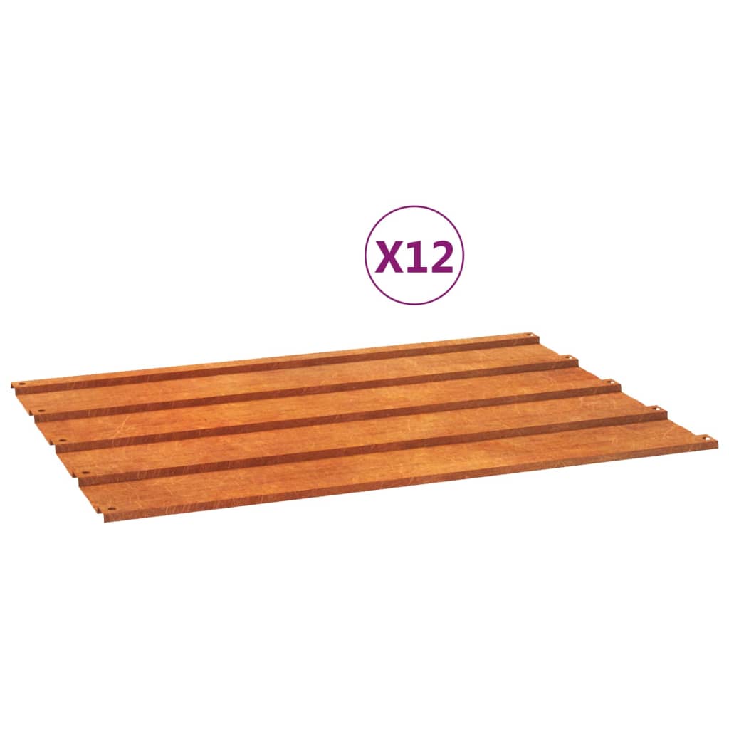 Vidaxx panneaux de toit 12 pcs 60x44 cm acier corten rouillé