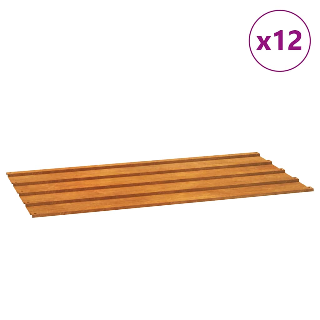 Panneaux de toit vidaxl 12 ST 80x44 cm Corten Steel Rusty
