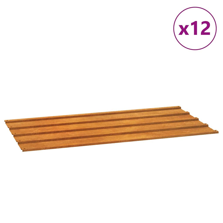 Panneaux de toit vidaxl 12 ST 80x44 cm Corten Steel Rusty