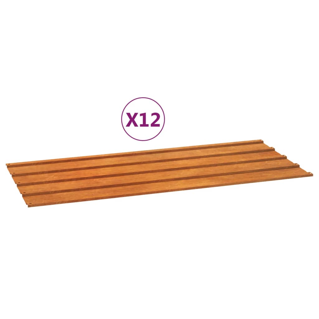 Panneaux de toit vidaxl 12 pcs 100x44 cm Corten Steel Rusty