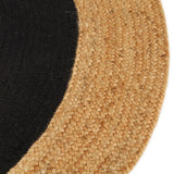 Tapis vidaxl rond tressé 90 cm jute et coton noir naturel - afbeelding 3