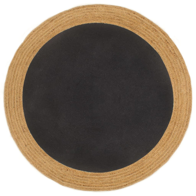 Tapis vidaxl rond tressé 150 cm jute et coton noir naturel