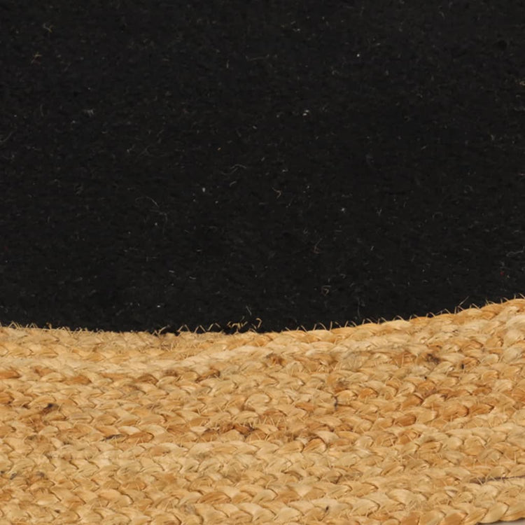 Tapis vidaxl rond tressé 150 cm jute et coton noir naturel