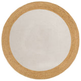 Tapis vidaxl rond tressé 90 cm jute et coton blanc et naturel - afbeelding 1