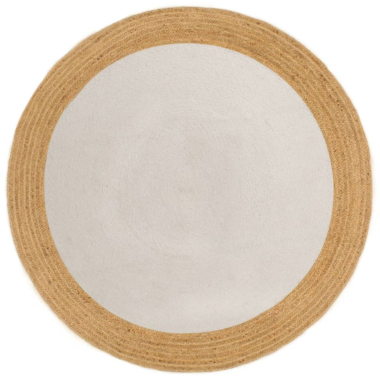 Tapis vidaxl autour de jute tressée de 150 cm et de coton blanc et naturel