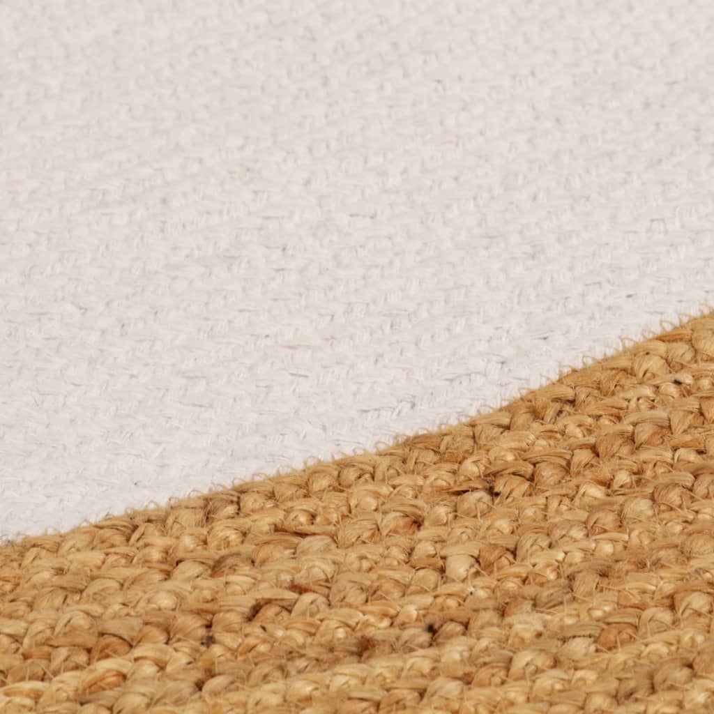 Tapis vidaxl autour de jute tressée de 150 cm et de coton blanc et naturel