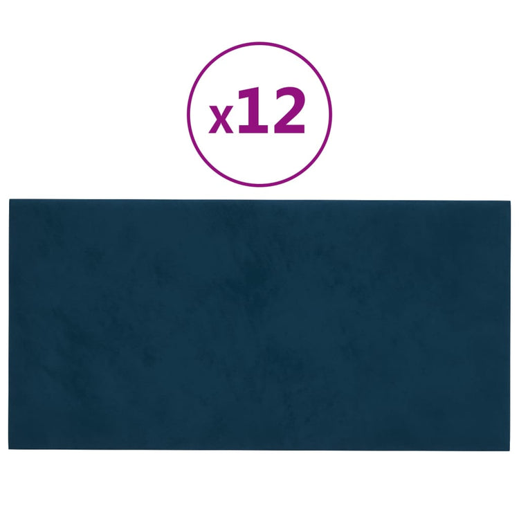Panneaux muraux vidaxl 12 st 2,16 m² 60x30 cm en velours bleu