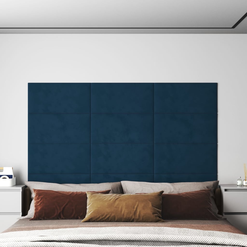 Panneaux muraux vidaxl 12 st 2,16 m² 60x30 cm en velours bleu