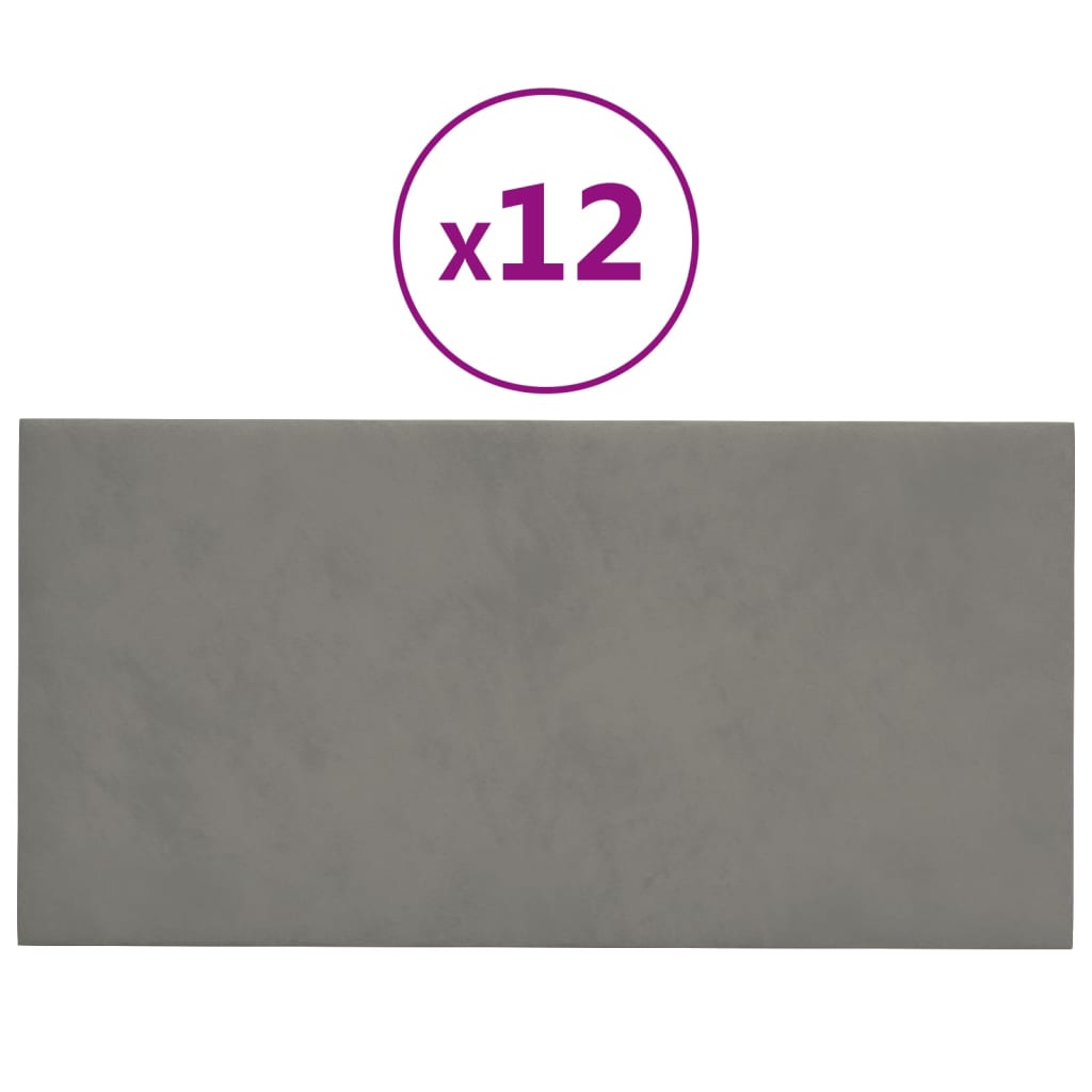 Panneaux muraux vidaxl 12 st 2,16 m² 60x30 cm en velours gris clair