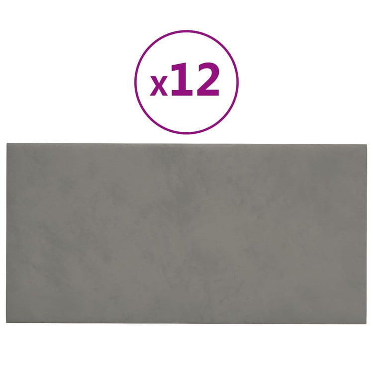 Panneaux muraux vidaxl 12 st 2,16 m² 60x30 cm en velours gris clair