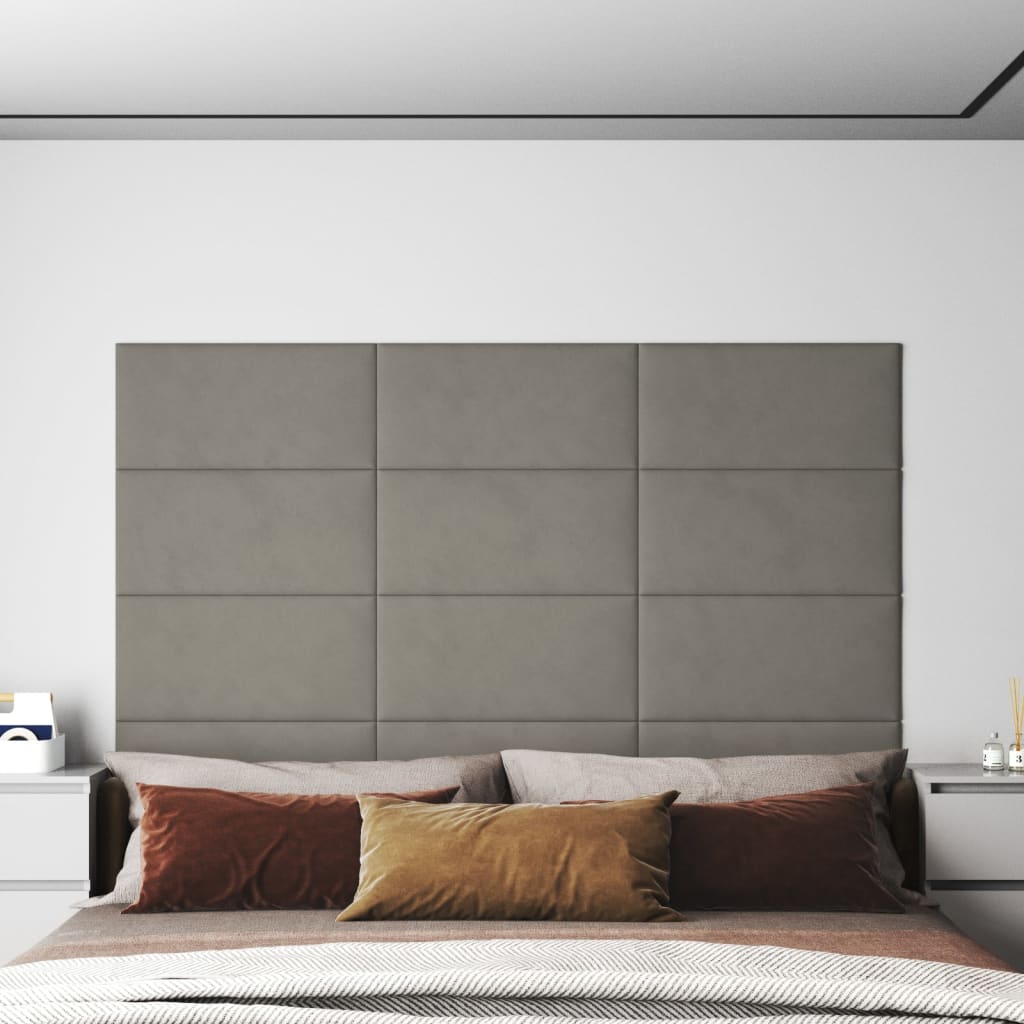 Panneaux muraux vidaxl 12 st 2,16 m² 60x30 cm en velours gris clair