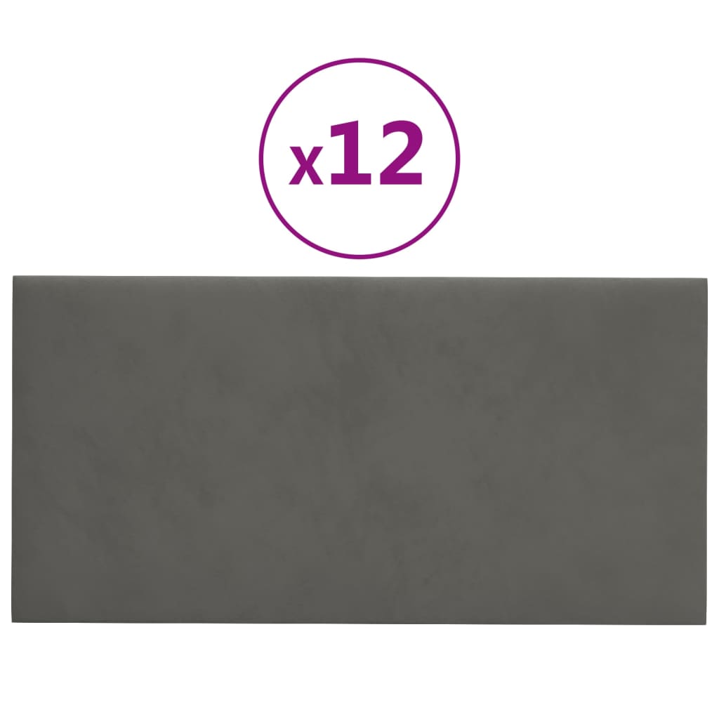 Panneaux muraux Vidaxl 12 st 2,16 m² 60x30 cm en velours gris foncé