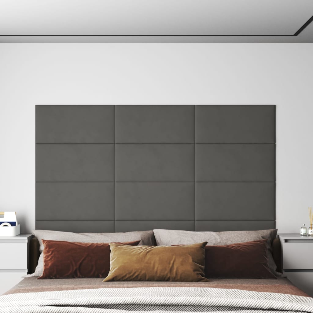 Panneaux muraux Vidaxl 12 st 2,16 m² 60x30 cm en velours gris foncé