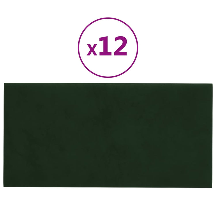 Panneaux muraux Vidaxl 12 ST 2,16 m² 60x30 cm Velvet vert foncé