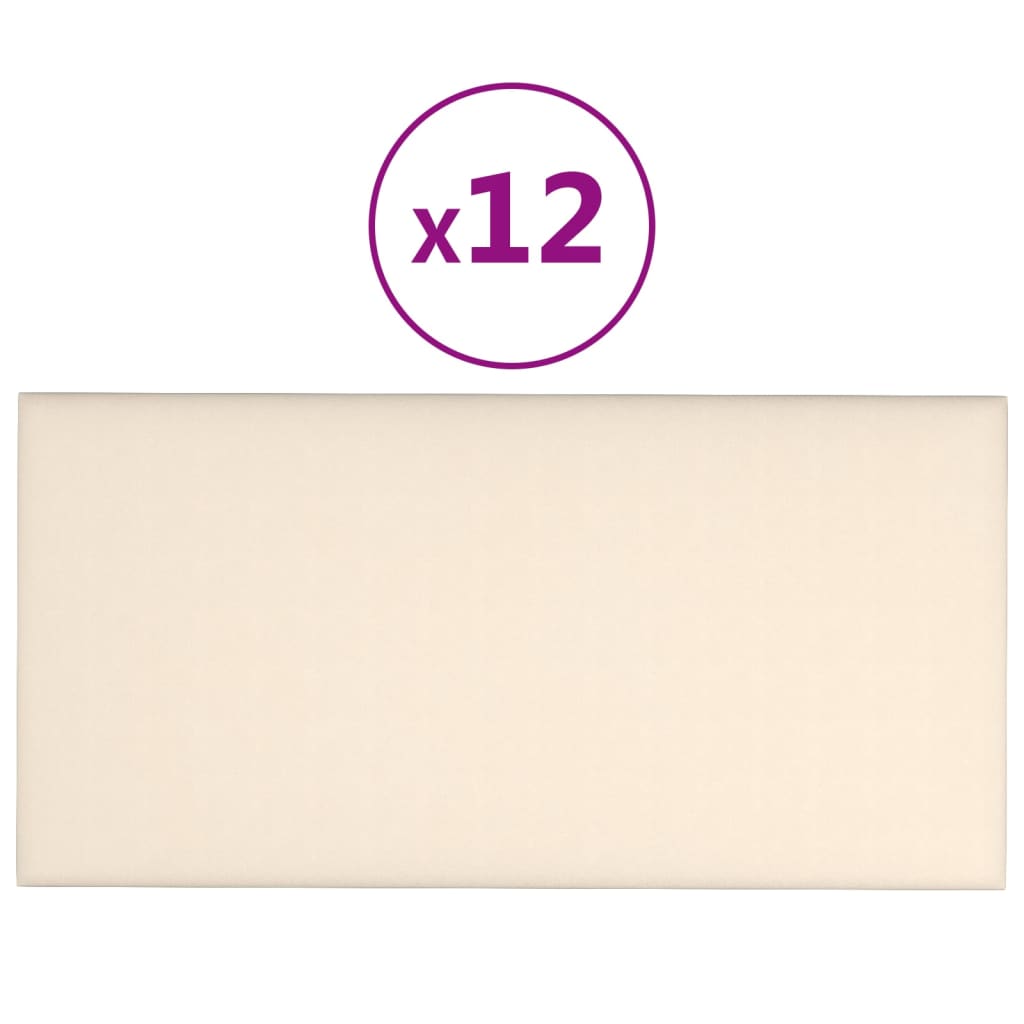 Panneaux muraux Vidaxl 12 ST 2,16 M² 60x30 cm Crème en velours -colore