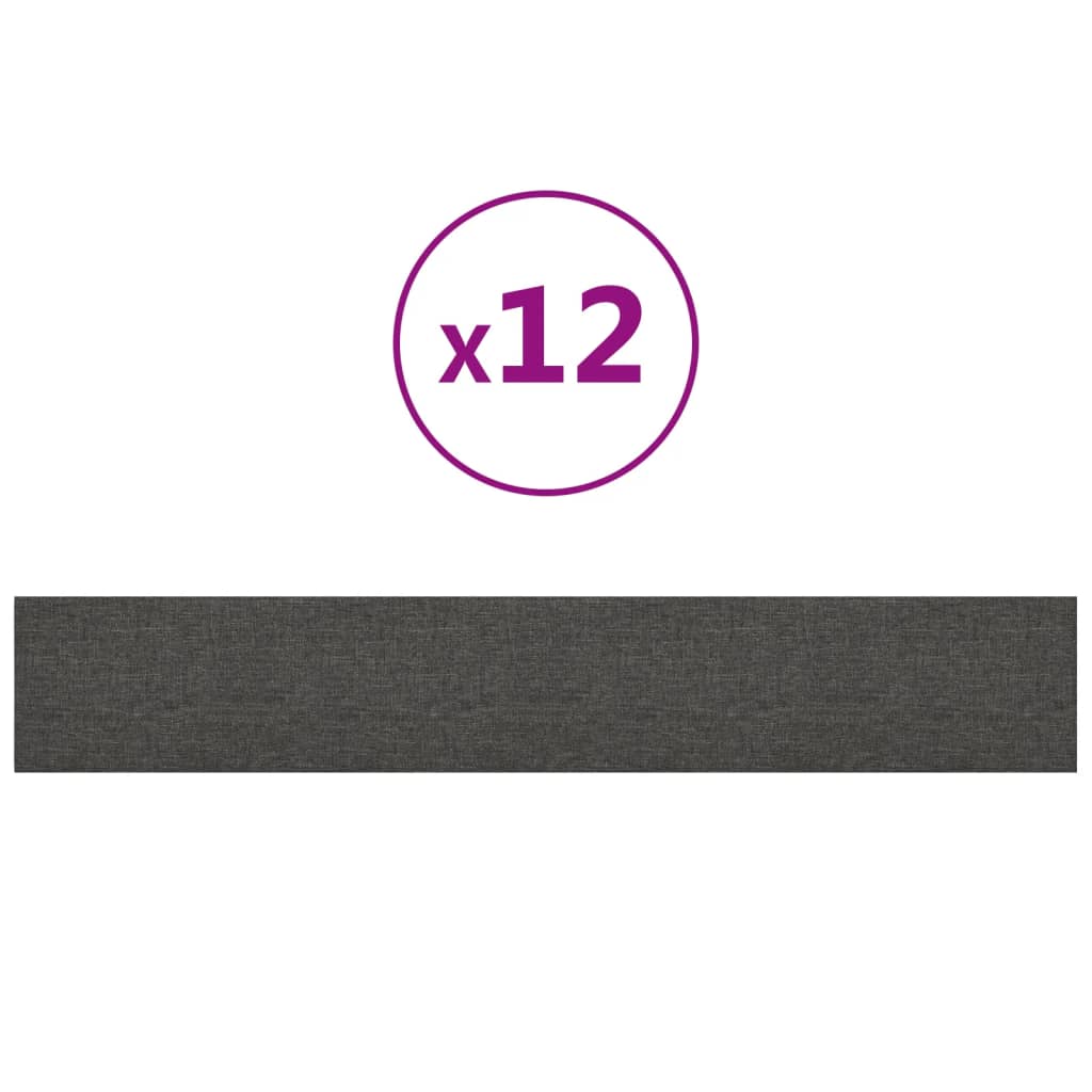 Panneaux muraux vidaxl 12 st 1,62 m² 90x15 cm tissu gris foncé