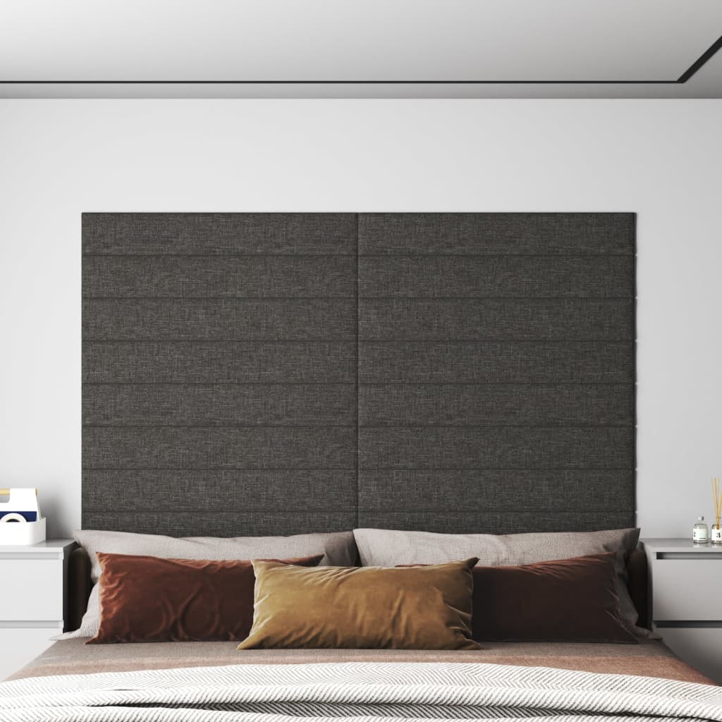 Panneaux muraux vidaxl 12 st 1,62 m² 90x15 cm tissu gris foncé