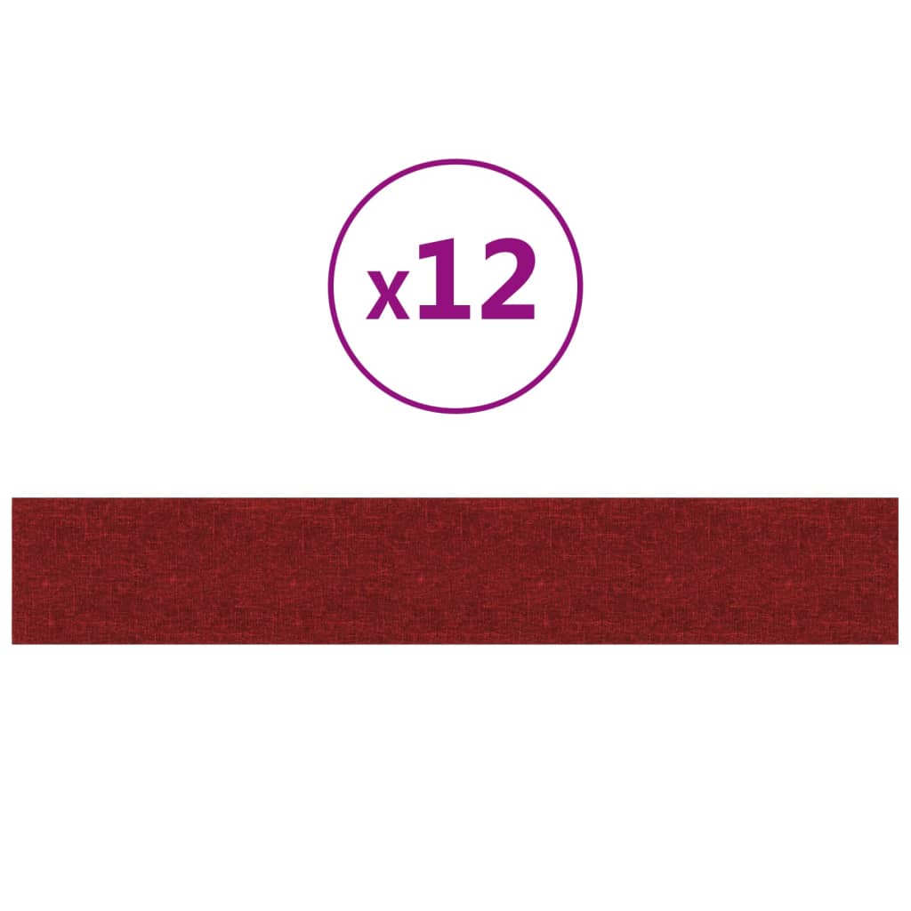 Panneaux muraux Vidaxl 12 ST 1,62 m² 90x15 cm Vin de tissu rouge