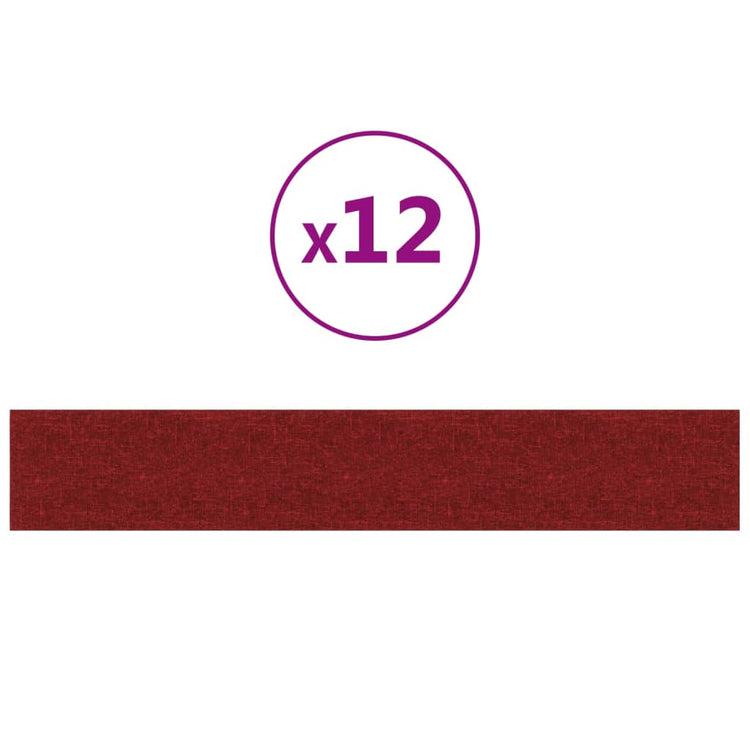 Panneaux muraux Vidaxl 12 ST 1,62 m² 90x15 cm Vin de tissu rouge