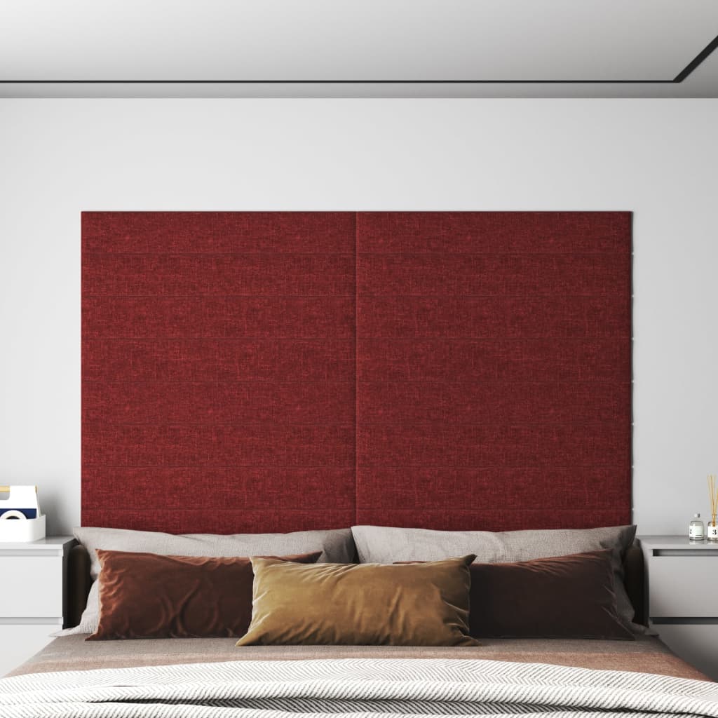 Panneaux muraux Vidaxl 12 ST 1,62 m² 90x15 cm Vin de tissu rouge