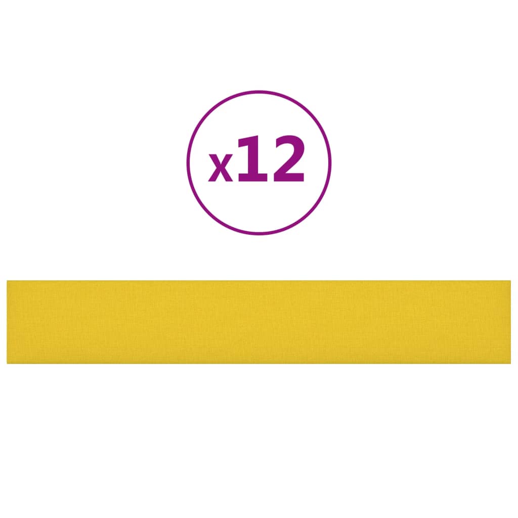 Panneaux muraux Vidaxl 12 ST 1,62 m² 90x15 cm Tissu jaune clair