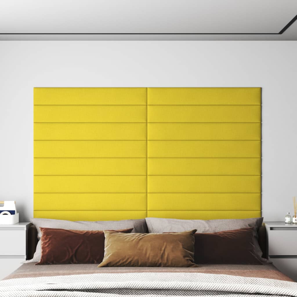 Panneaux muraux Vidaxl 12 ST 1,62 m² 90x15 cm Tissu jaune clair